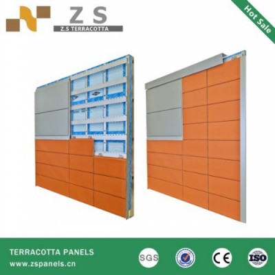 terracotta facade panels with fixing accessories system for dry hanging