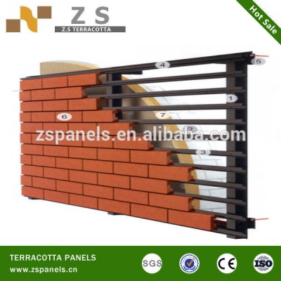 spain facade terracotta hanging clay tiles ,clay fired terracotta clinker tile, Terracotta brick slips with dry hanging system